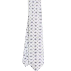 CRAVATTA SARTORIALE 5 PIEGHE IN SETA BIANCA Microfantasia fiore