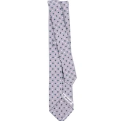 CRAVATTA SARTORIALE 5 PIEGHE IN SETA GRIGIO CHIARO Microfantasia fiore