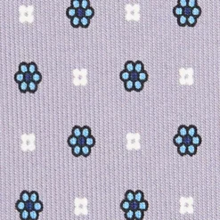 CRAVATTA SARTORIALE 5 PIEGHE IN SETA GRIGIO CHIARO Microfantasia fiore