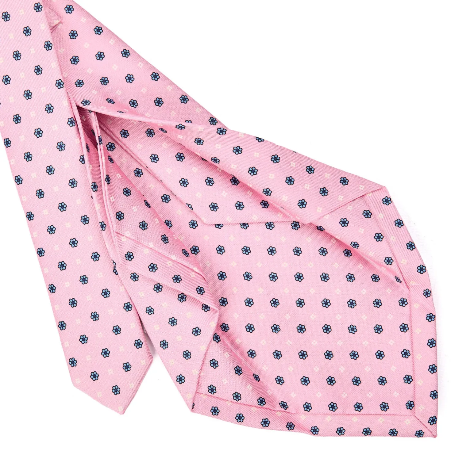 CRAVATTA SARTORIALE 5 PIEGHE IN SETA ROSA Microfantasia fiore