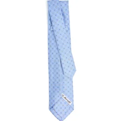 CRAVATTA SARTORIALE 9 PIEGHE IN SETA AZZURRA Microfantasia fiore
