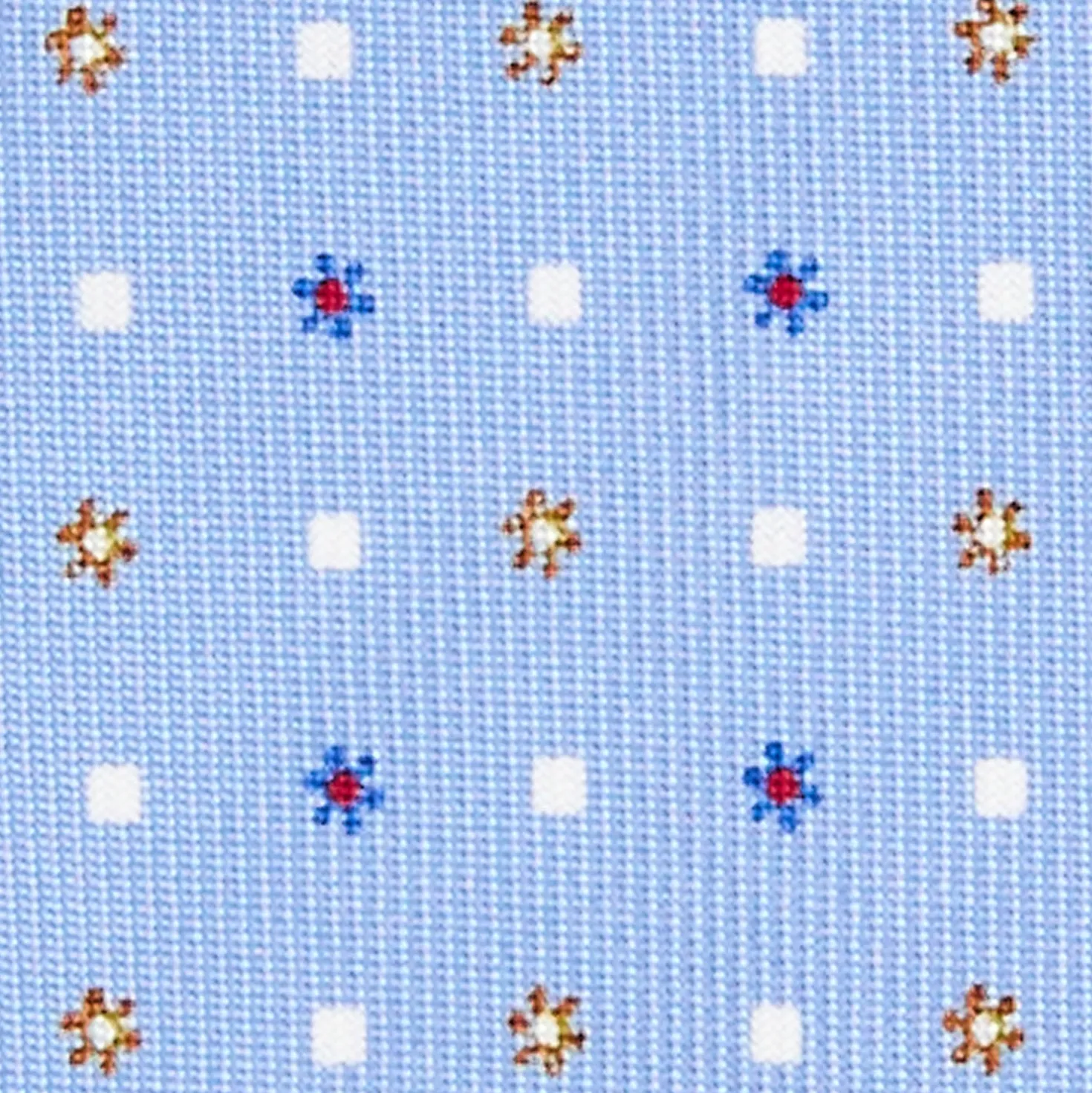 CRAVATTA SARTORIALE 9 PIEGHE IN SETA AZZURRA Microfantasia fiore