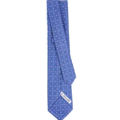 CRAVATTA SARTORIALE 9 PIEGHE IN SETA AZZURRO POLVERE Microfantasia fiore