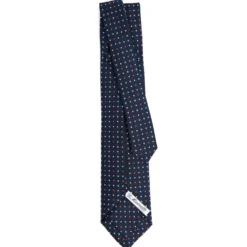 CRAVATTA SARTORIALE 9 PIEGHE IN SETA BLU SCURO Microfantasia fiore