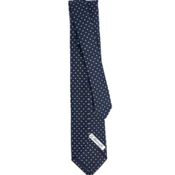 CRAVATTA SARTORIALE 9 PIEGHE IN SETA BLU SCURO Microfantasia fiore