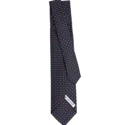 CRAVATTA SARTORIALE 9 PIEGHE IN SETA BLU SCURO Microfantasia fiore