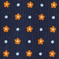 CRAVATTA SARTORIALE 9 PIEGHE IN SETA BLU SCURO Microfantasia fiore