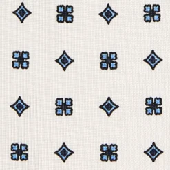 CRAVATTA SARTORIALE 5 PIEGHE IN SETA BIANCA Microfantasia fiore