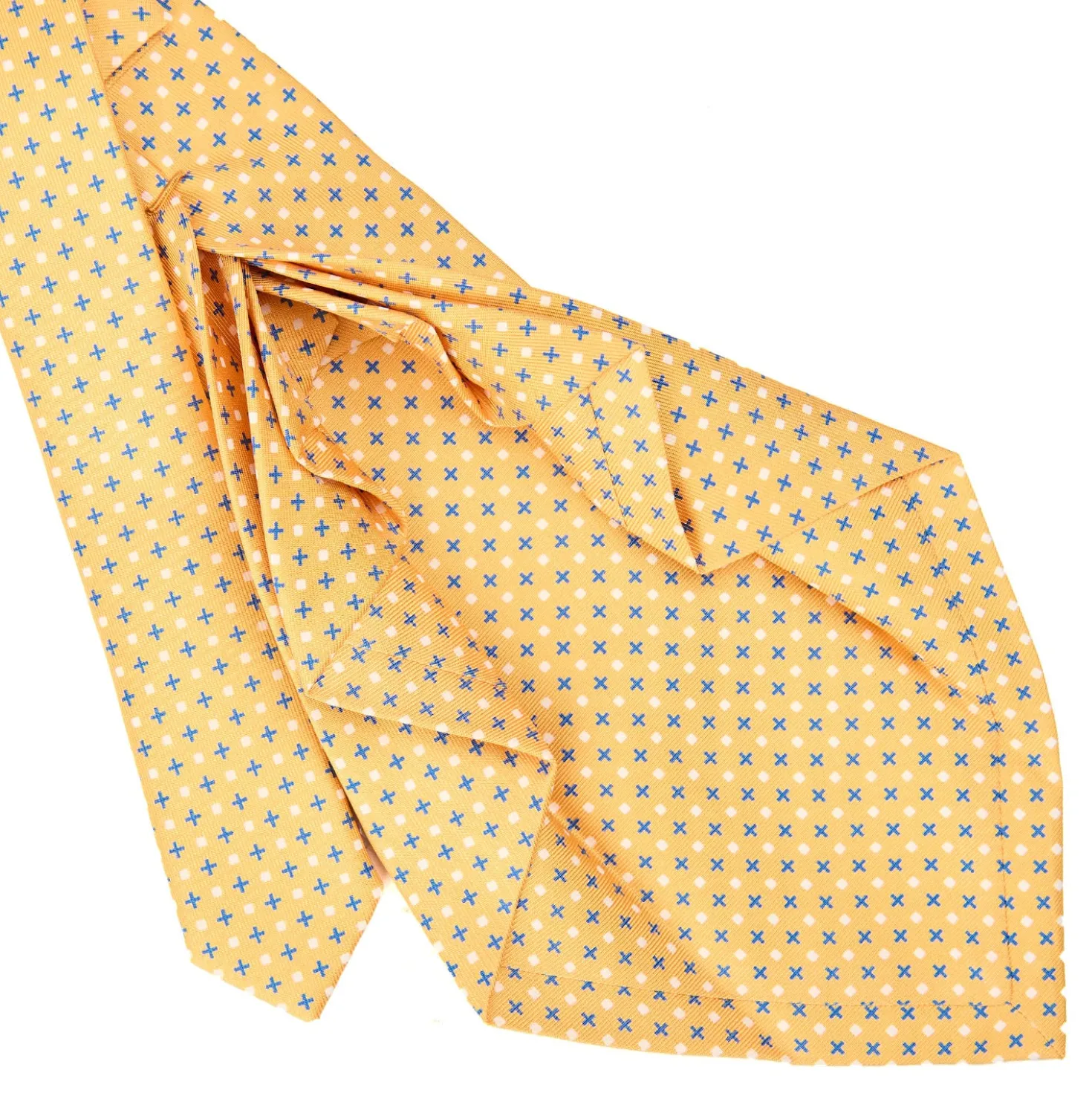CRAVATTA SARTORIALE 9 PIEGHE IN SETA GIALLA Microfantasia fiore