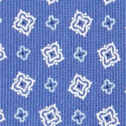 CRAVATTA SARTORIALE 9 PIEGHE IN SETA AZZURRO POLVERE Microfantasia fiore