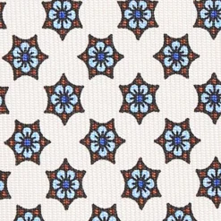 CRAVATTA SARTORIALE 7 PIEGHE IN SETA BIANCA Microfantasia fiore