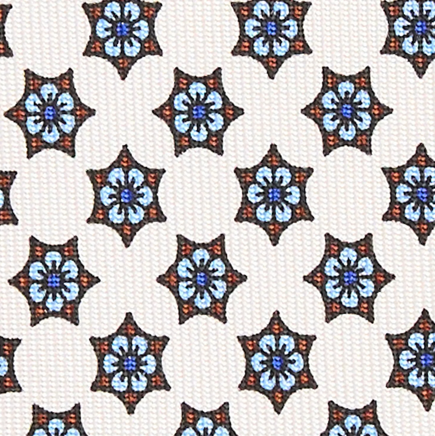 CRAVATTA SARTORIALE 7 PIEGHE IN SETA BIANCA Microfantasia fiore
