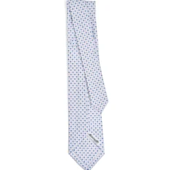 CRAVATTA SARTORIALE 7 PIEGHE IN SETA BIANCA Microfantasia fiore