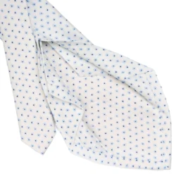 CRAVATTA SARTORIALE 5 PIEGHE IN SETA BIANCA Microfantasia fiore