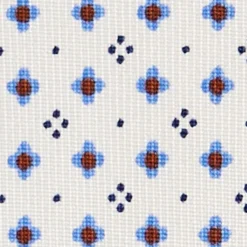 CRAVATTA SARTORIALE 9 PIEGHE IN SETA BIANCA Microfantasia fiore