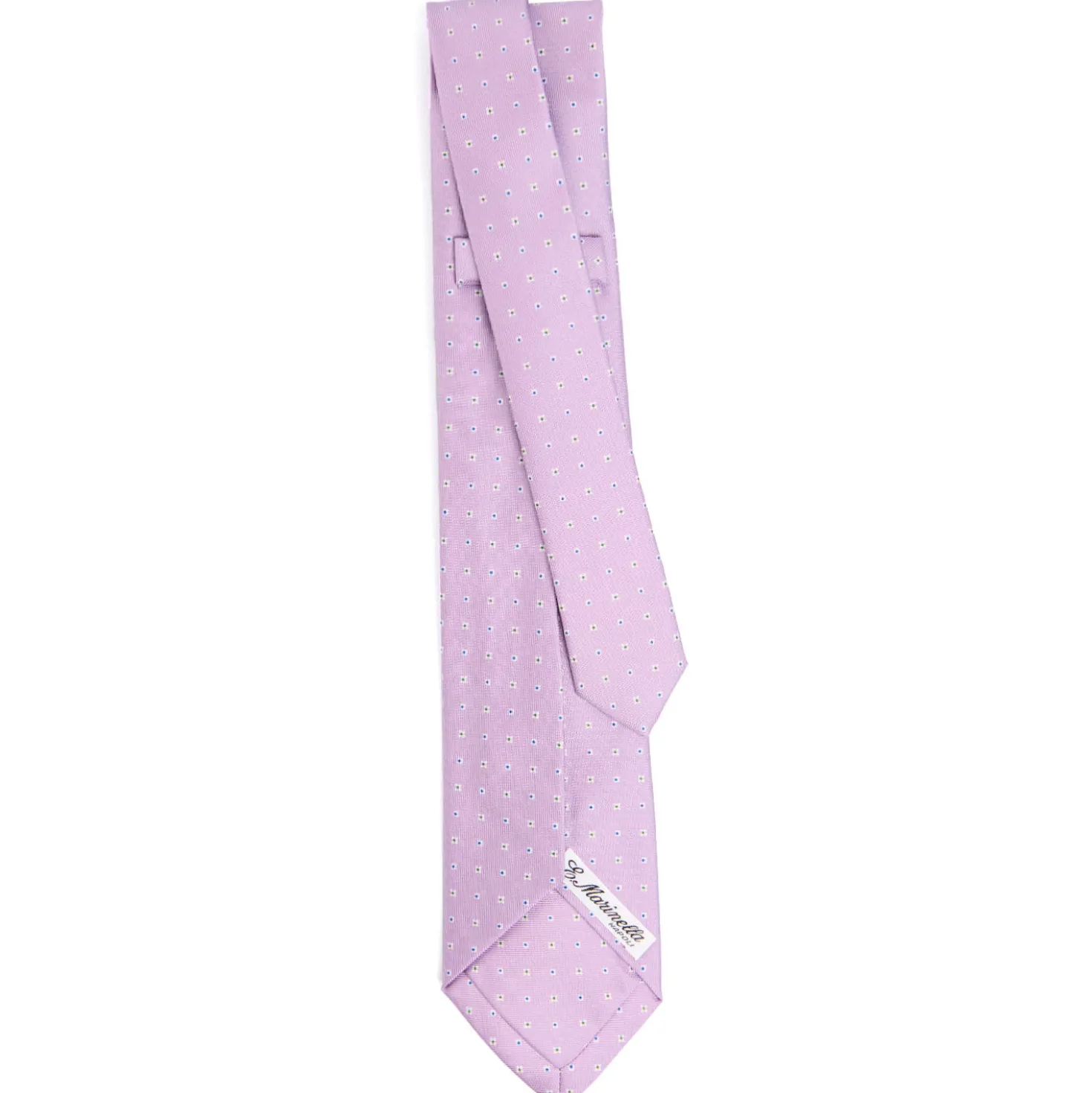 CRAVATTA SARTORIALE 9 PIEGHE IN SETA LILLA Microfantasia fiore