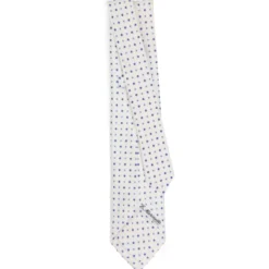 CRAVATTA SARTORIALE 9 PIEGHE IN SETA BIANCA Microfantasia fiore