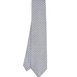 CRAVATTA SARTORIALE 9 PIEGHE IN SETA BIANCA Microfantasia fiore