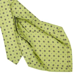CRAVATTA SARTORIALE 5 PIEGHE IN SETA VERDE CHIARO Microfantasia fiore