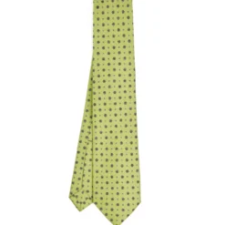 CRAVATTA SARTORIALE 5 PIEGHE IN SETA VERDE CHIARO Microfantasia fiore