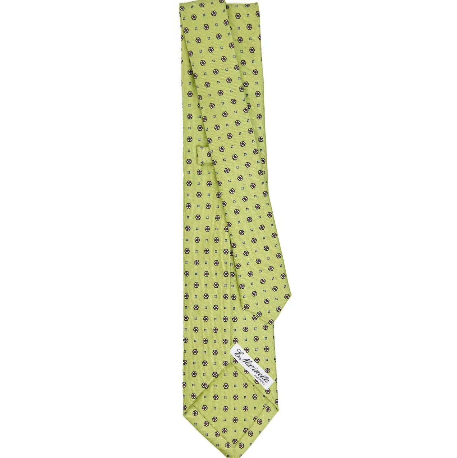 CRAVATTA SARTORIALE 5 PIEGHE IN SETA VERDE CHIARO Microfantasia fiore