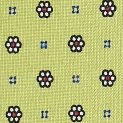 CRAVATTA SARTORIALE 5 PIEGHE IN SETA VERDE CHIARO Microfantasia fiore