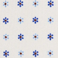 CRAVATTA SARTORIALE 5 PIEGHE IN SETA BIANCA Microfantasia fiore