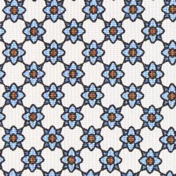CRAVATTA SARTORIALE 7 PIEGHE IN SETA BIANCA Microfantasia fiore