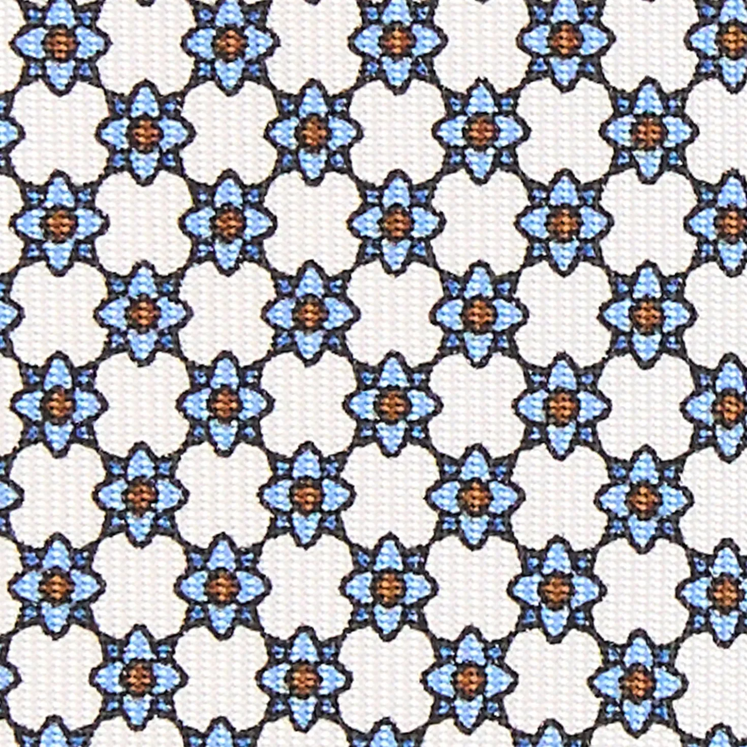 CRAVATTA SARTORIALE 7 PIEGHE IN SETA BIANCA Microfantasia fiore