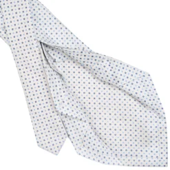 CRAVATTA SARTORIALE 7 PIEGHE IN SETA BIANCO Microfantasia fiore