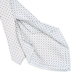 CRAVATTA SARTORIALE 5 PIEGHE IN SETA BIANCA Microfantasia fiore