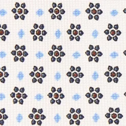 CRAVATTA SARTORIALE 5 PIEGHE IN SETA BIANCA Microfantasia fiore