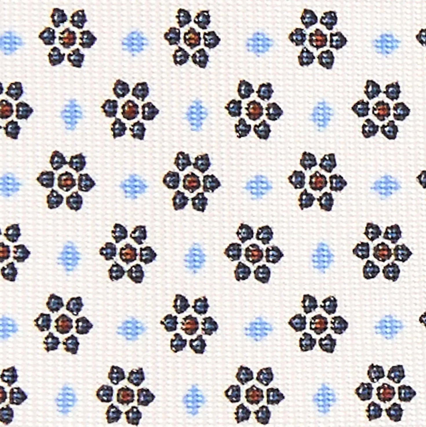 CRAVATTA SARTORIALE 5 PIEGHE IN SETA BIANCA Microfantasia fiore