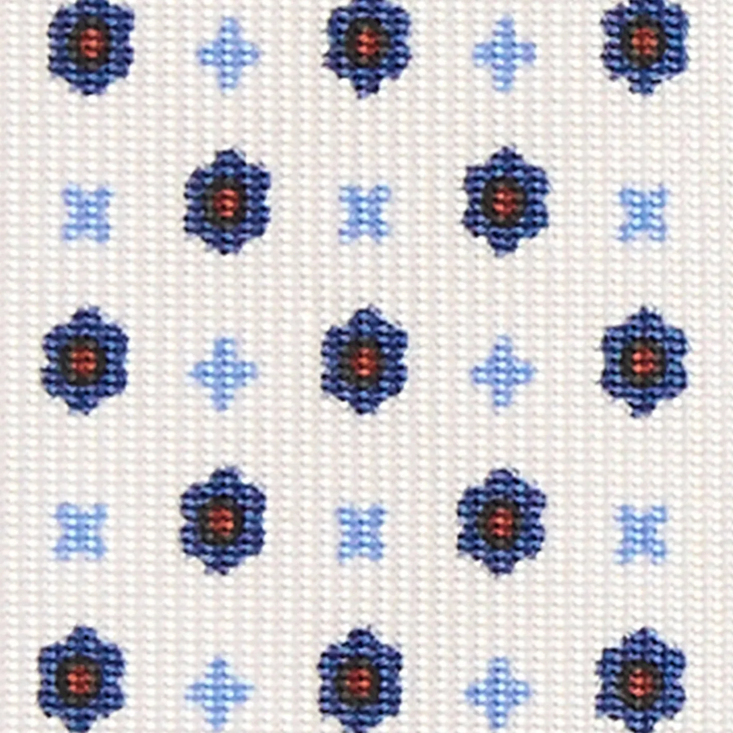CRAVATTA SARTORIALE 5 PIEGHE IN SETA BIANCA Microfantasia fiore