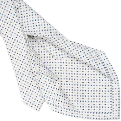 CRAVATTA SARTORIALE 5 PIEGHE IN SETA BIANCA Microfantasia fiore
