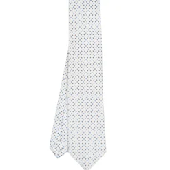 CRAVATTA SARTORIALE 5 PIEGHE IN SETA BIANCA Microfantasia fiore