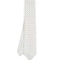 CRAVATTA SARTORIALE 7 PIEGHE IN SETA BIANCA Microfantasia fiore