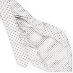 CRAVATTA SARTORIALE 7 PIEGHE IN SETA BIANCA Microfantasia fiore