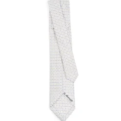 CRAVATTA SARTORIALE 7 PIEGHE IN SETA BIANCA Microfantasia fiore