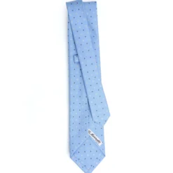 CRAVATTA SARTORIALE 5 PIEGHE IN SETA AZZURRA Microfantasia fiore