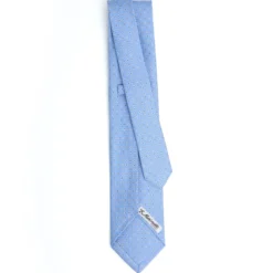 CRAVATTA SARTORIALE 5 PIEGHE IN SETA AZZURRA Microfantasia fiore