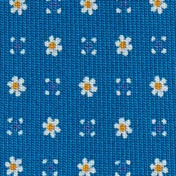 CRAVATTA SARTORIALE 5 PIEGHE IN SETA BLU MEDIO Microfantasia fiore
