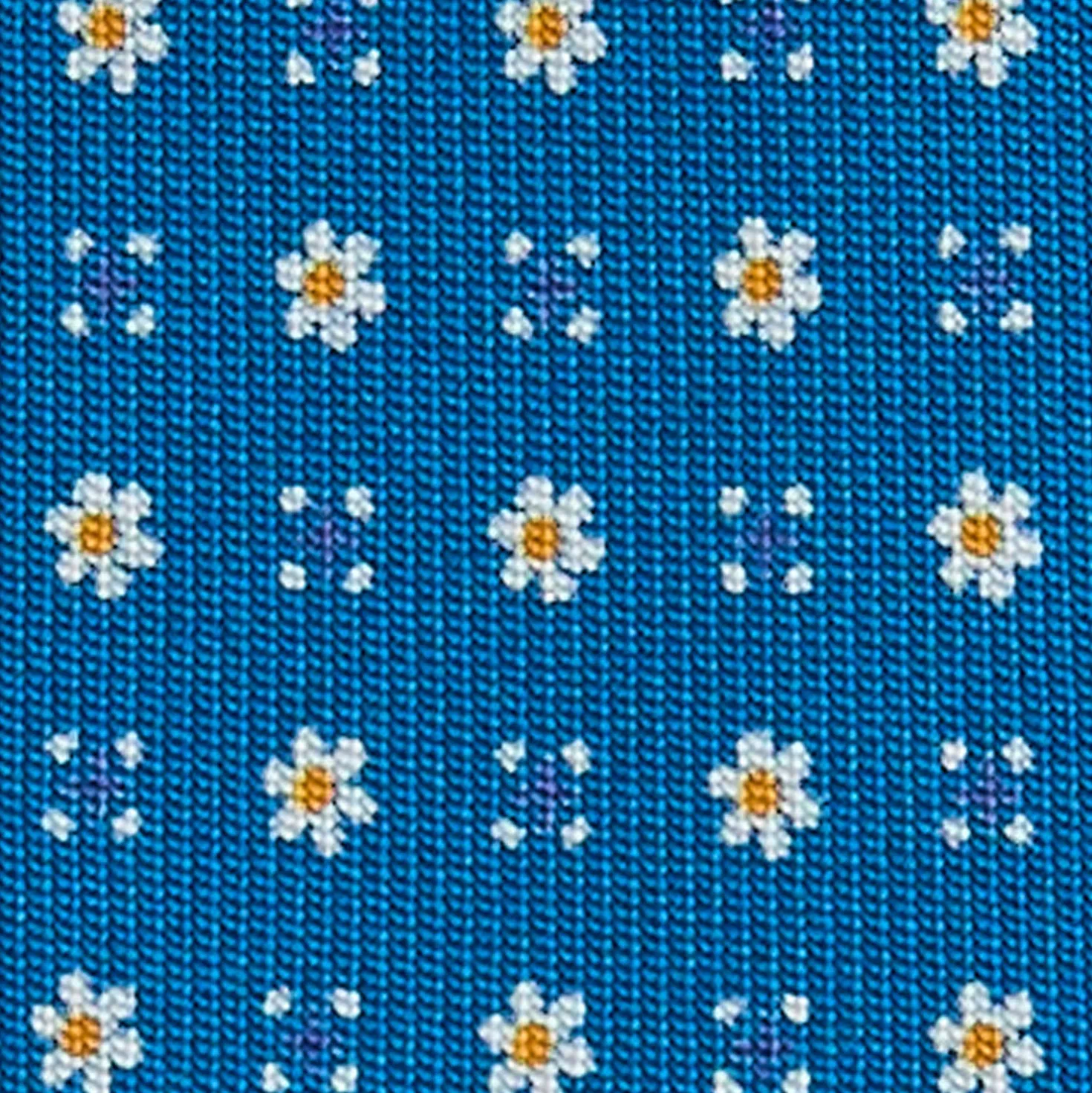 CRAVATTA SARTORIALE 5 PIEGHE IN SETA BLU MEDIO Microfantasia fiore