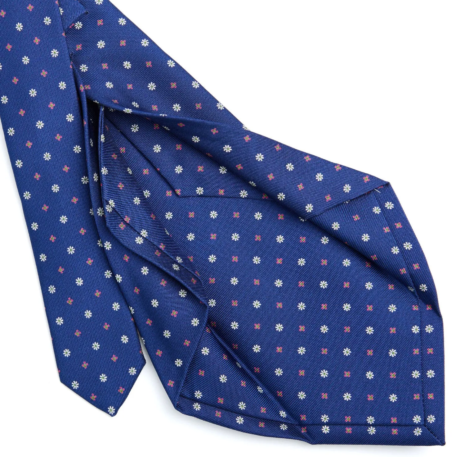 CRAVATTA SARTORIALE 5 PIEGHE IN SETA BLUETTE Microfantasia fiore