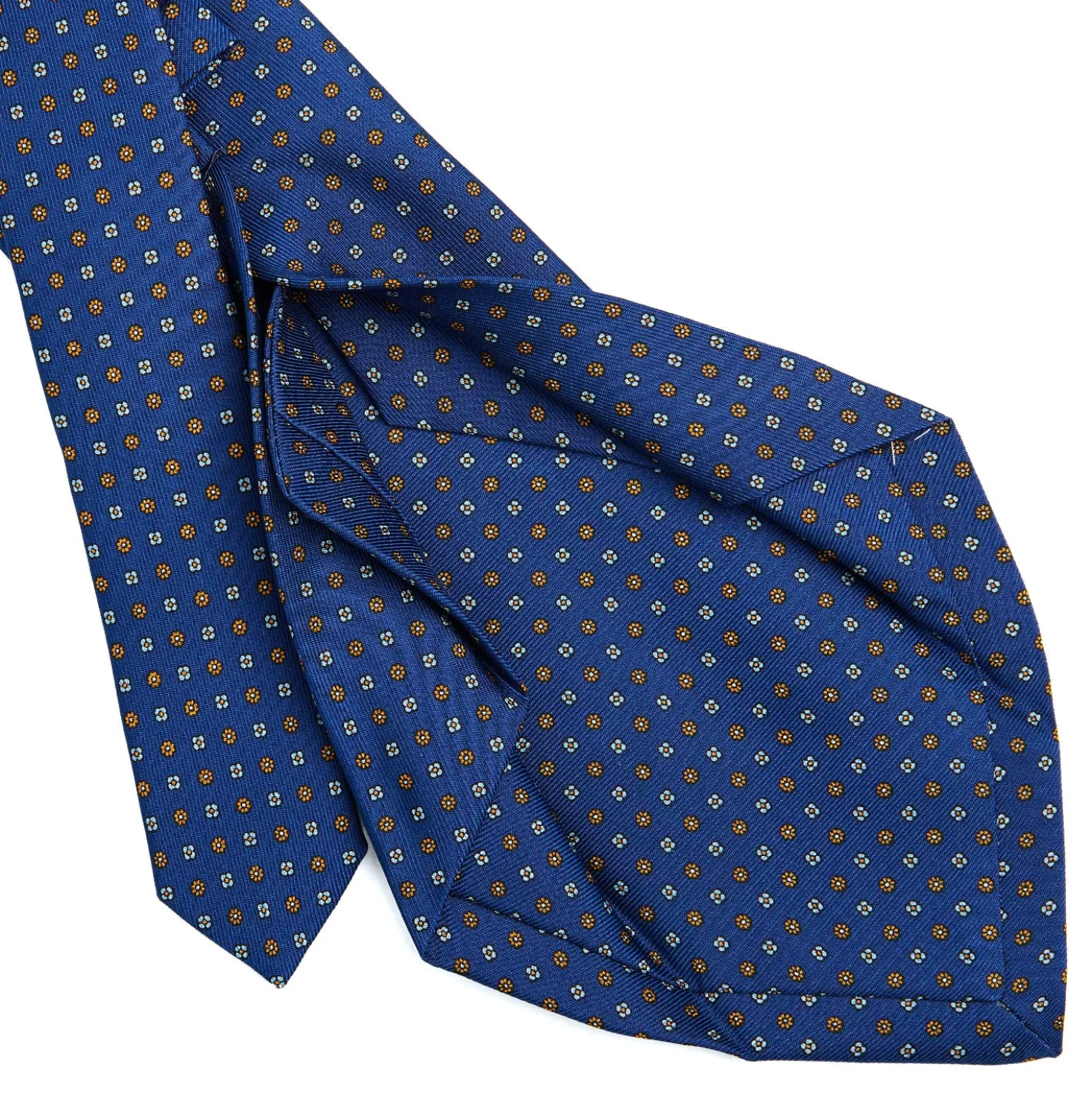 CRAVATTA SARTORIALE 5 PIEGHE IN SETA BLUETTE Microfantasia fiore