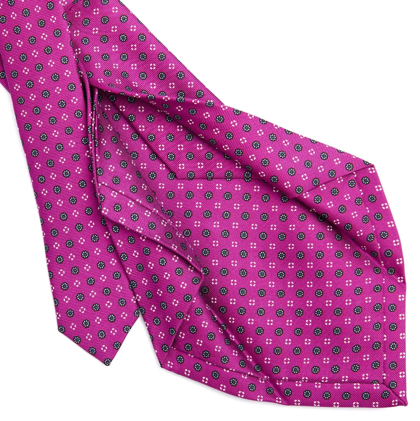 CRAVATTA SARTORIALE 5 PIEGHE IN SETA FUCSIA Microfantasia fiore