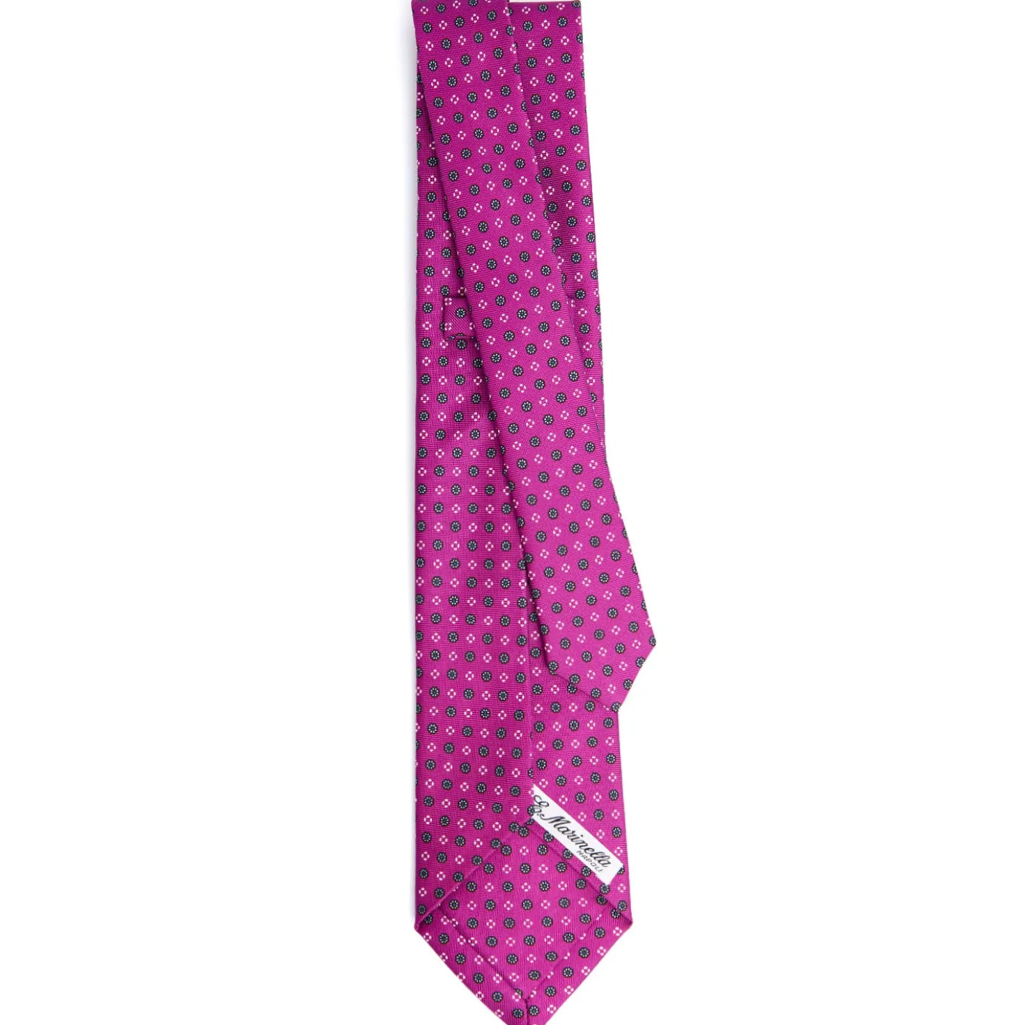 CRAVATTA SARTORIALE 5 PIEGHE IN SETA FUCSIA Microfantasia fiore