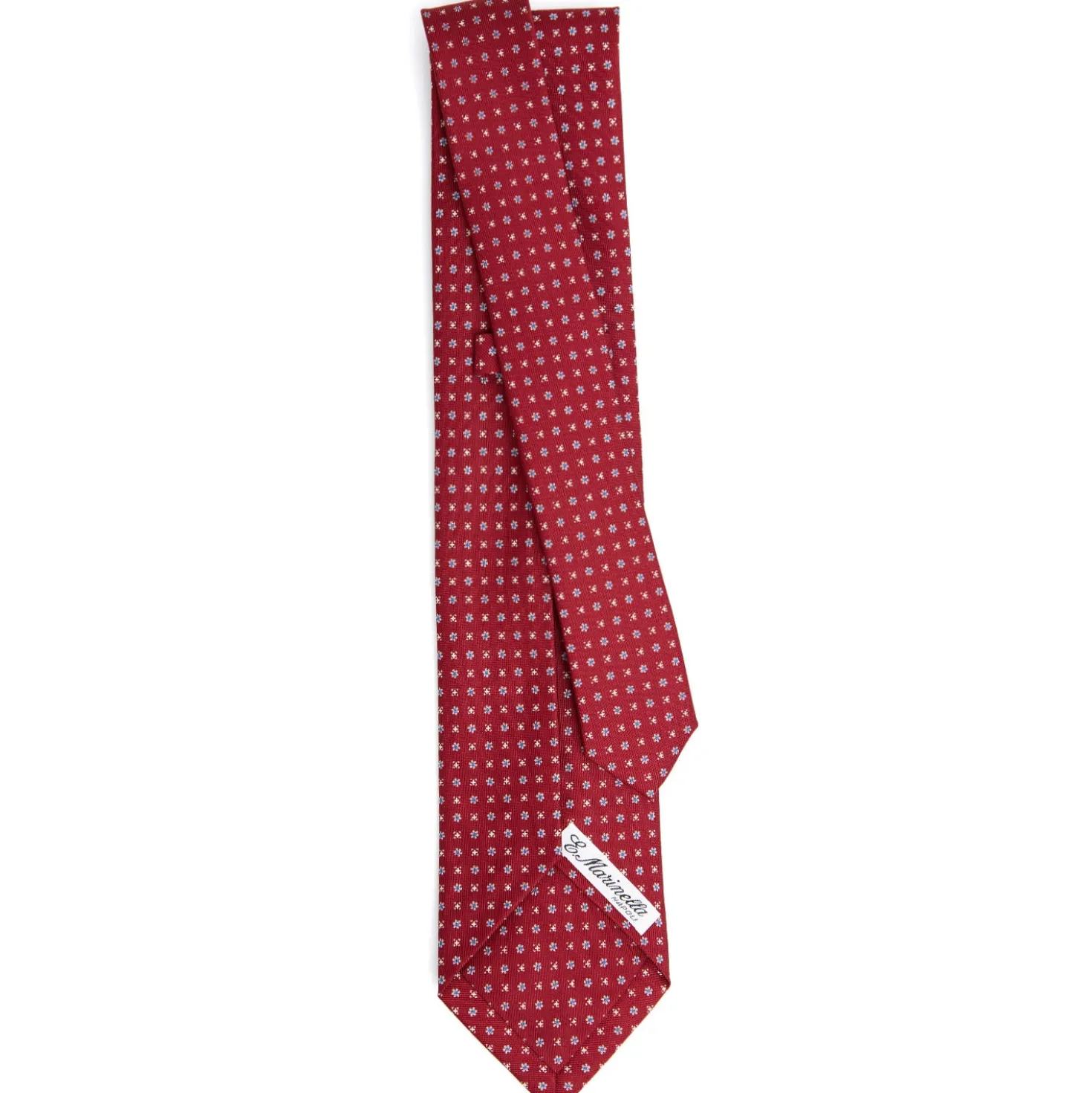 CRAVATTA SARTORIALE 5 PIEGHE IN SETA BORDEAUX Microfantasia fiore