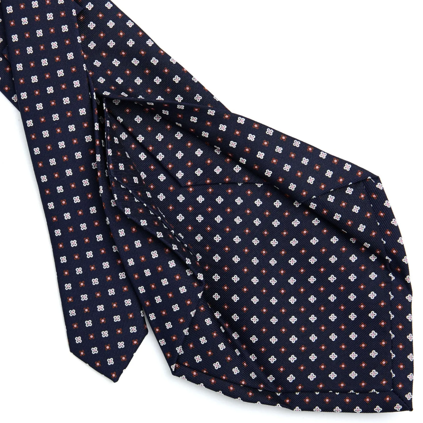 CRAVATTA SARTORIALE 5 PIEGHE IN SETA BLU SCUROMicrofantasia fiore