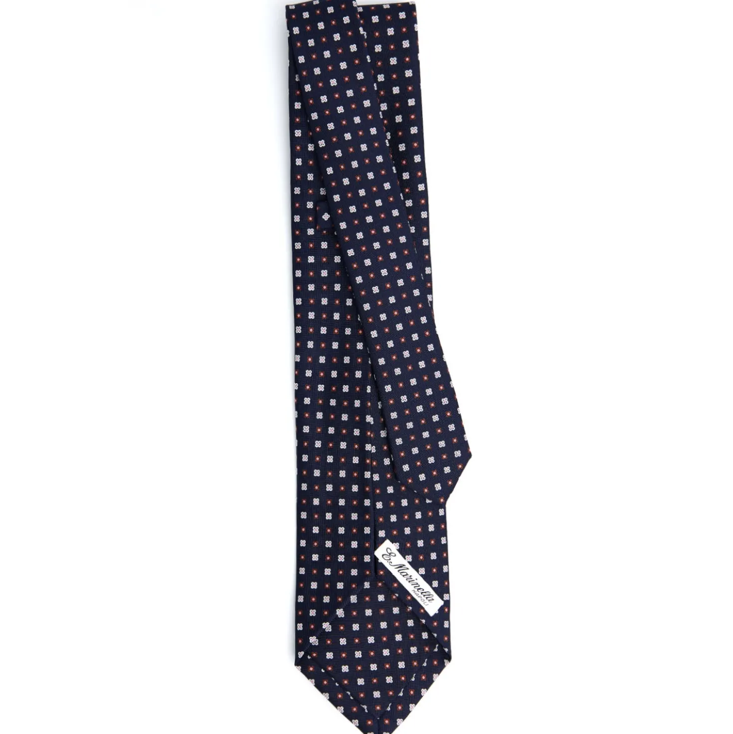 CRAVATTA SARTORIALE 5 PIEGHE IN SETA BLU SCUROMicrofantasia fiore